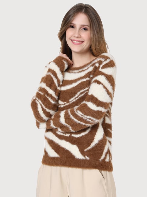 Vero Moda Brown & White Animal Print Sweater