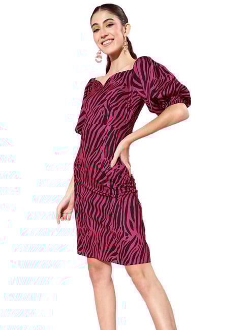 Sera Pink Animal Printed A-Line Dress-picture-31