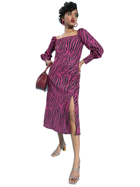 Sera Pink Animal Printed A-Line Dress Price in India
