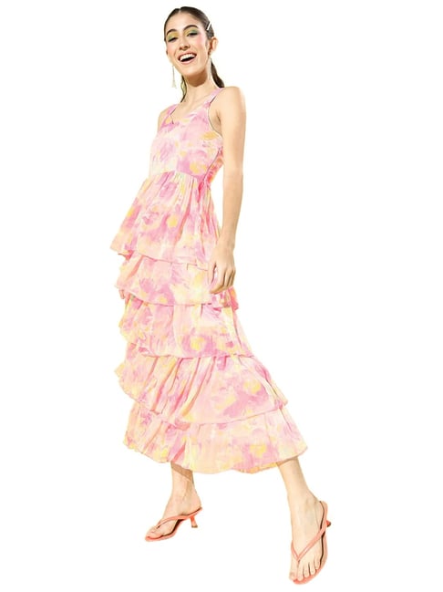 Sera Pink Floral Print A-Line Dress Price in India