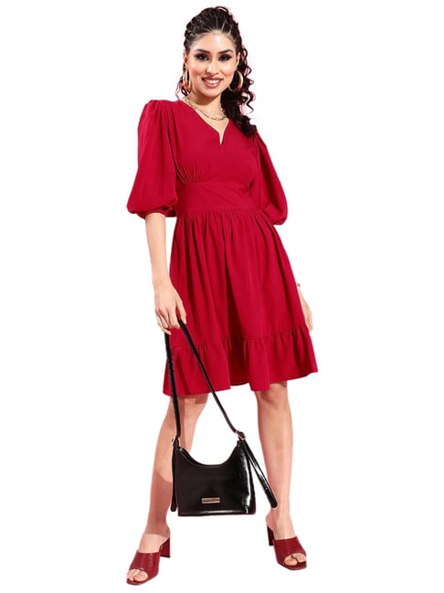 Sera Maroon A-Line Dress-picture-27