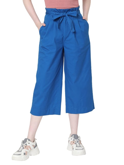 Vero Moda Blue Regular Fit Drawstring Culottes