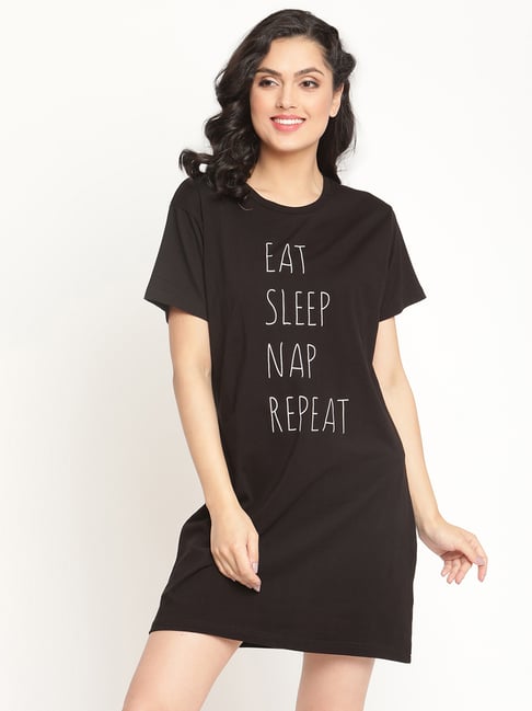 Buy MsFQ Black Round Neck T-Shirt Dress for Women's Online Tata CLiQ