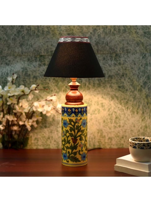 Unravel India Navy Blue & Yellow Ceramic Table Lamp - Set of 1-picture-10