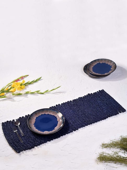 Unravel India Navy Blue Sabai Grass Table Runner - Set of 1-picture-12