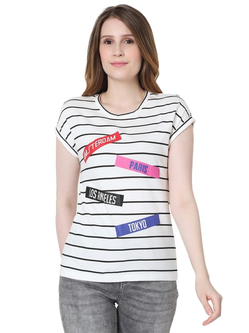 Vero Moda White Striped T-Shirt