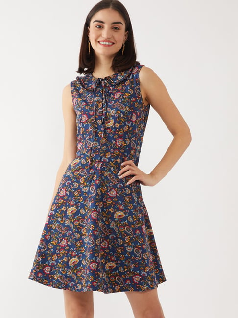 Buy Zink London Blue Floral Print Dress for Women Online @ Tata CLiQ