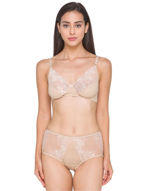Allegra K Women's Lace Balconette Underwire Padded Bra And Panty Set :  Target