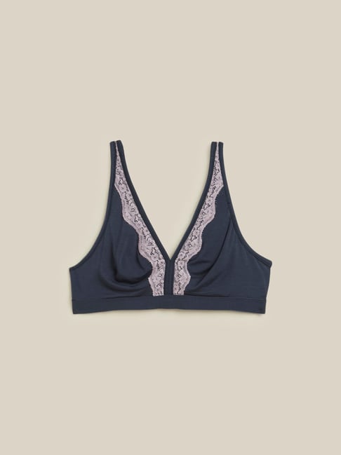 Wunderlove by Westside Navy Lace Non-Padded Non-Wired Bra Price in India