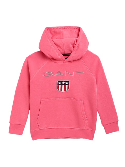 Buy GANT Kids Pink Patch Work Hoodie for Unisex Clothing Online