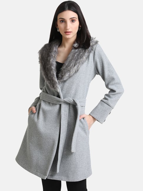 Kazo Grey Full Sleeves Overcoat