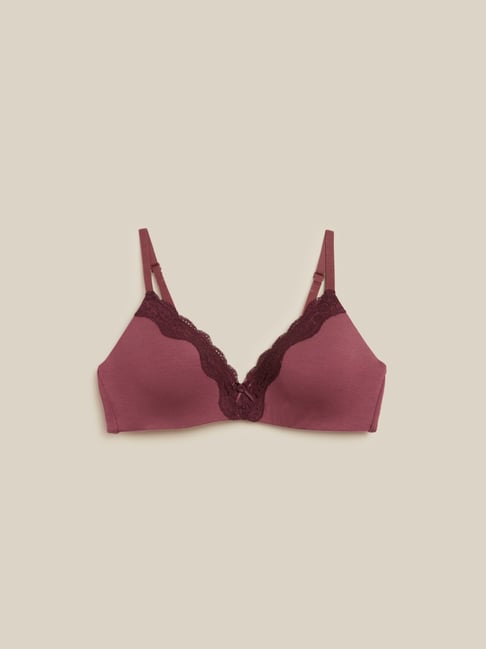 Wunderlove by Westside Mauve Padded Lace-Detail Bra Price in India