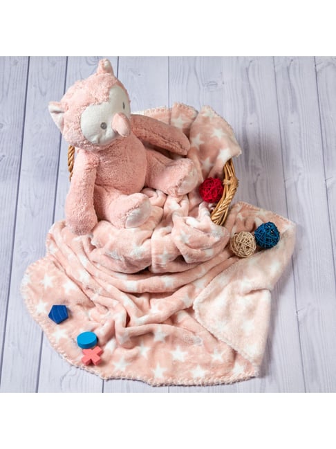 Baby Moo Owl Pink Star Toy Blanket-Baby Moo-Apparel-TATA CLIQ