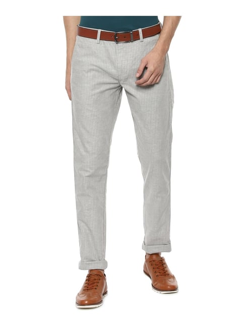 Buy LOUIS PHILIPPE Navy Textured Linen Slim Fit Mens Formal Wear Trousers |  Shoppers Stop