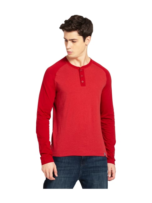 Buy Jockey Red Raglan Sleeves Henley T-Shirt for Men Online Tata