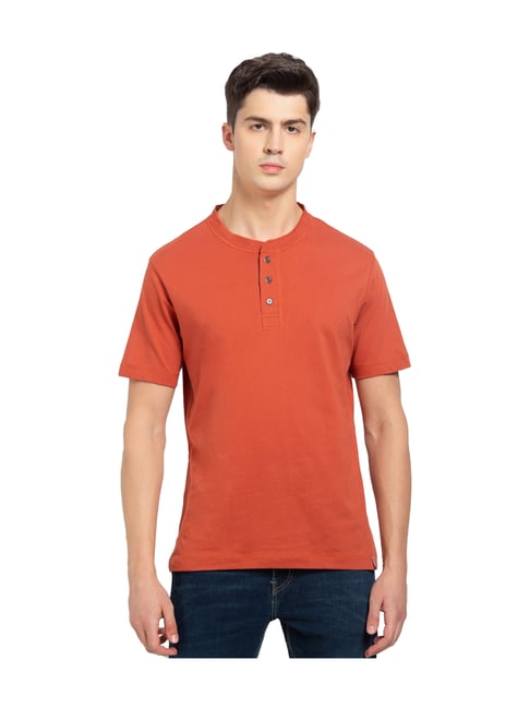 Buy Jockey Rust Short Sleeves Henley T-Shirt for Men Online Tata