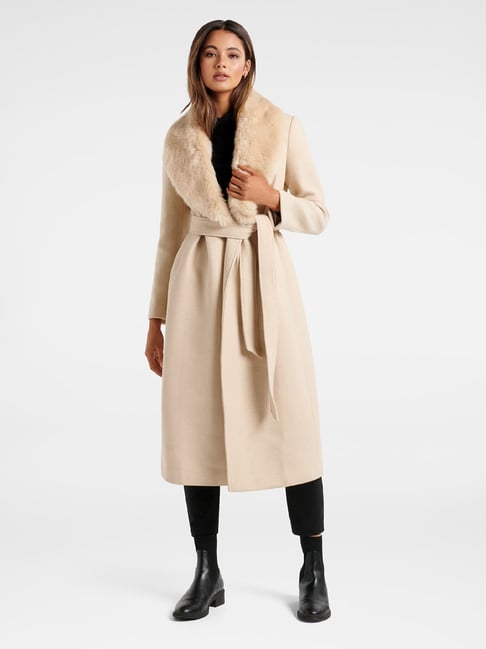 Buy Forever New Soft Oatmeal Regular Fit Trench Coat for Women