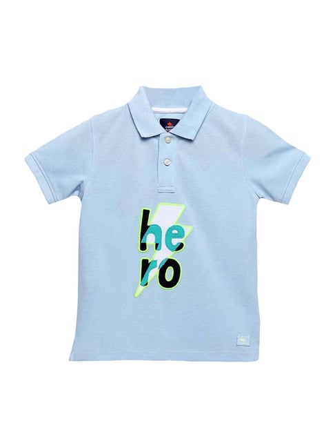 Cherry Crumble By Nitt Hyman Kids Blue Printed Polo T-Shirt