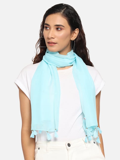 Trend Arrest Blue Tassels Scarf