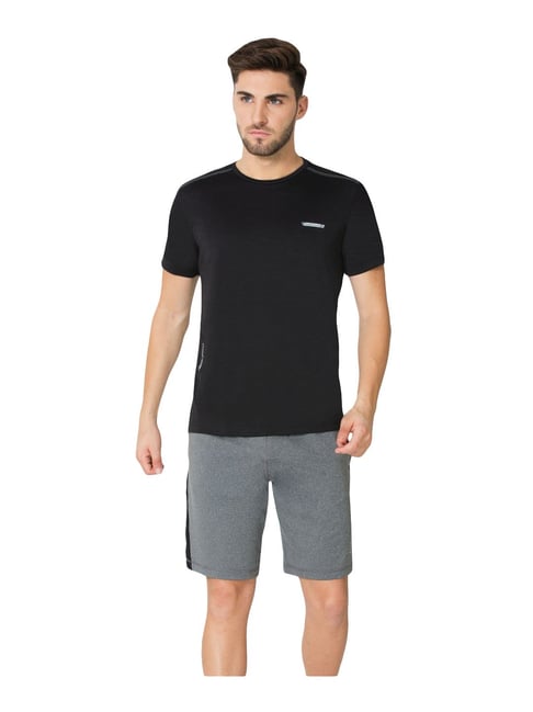 Van Heusen Performance Regular Fit Swift Dry High Stretch Solid Knit Shorts  Charcoal Melange