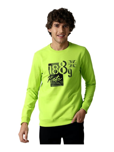 Buy Peter England Neon Green Slim Fit Printed Sweatshirt for Mens Online @  Tata CLiQ
