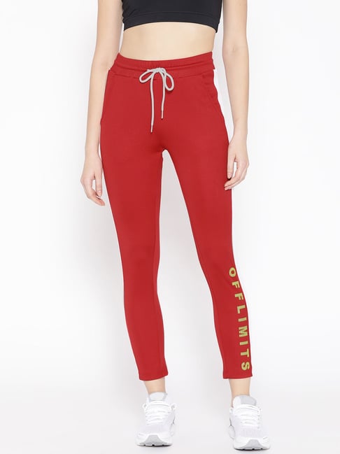 Buy OFF LIMITS Red Graphic Print Track Pants for Women Online