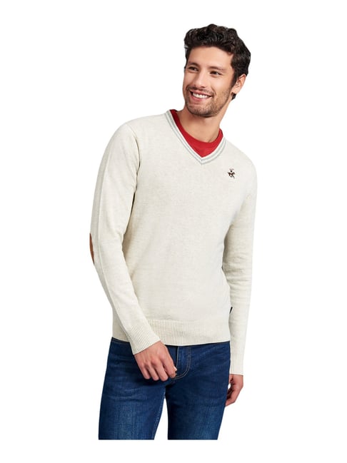 Buy Beverly Hills Polo Club Ecru Cotton Regular Fit Sweater for