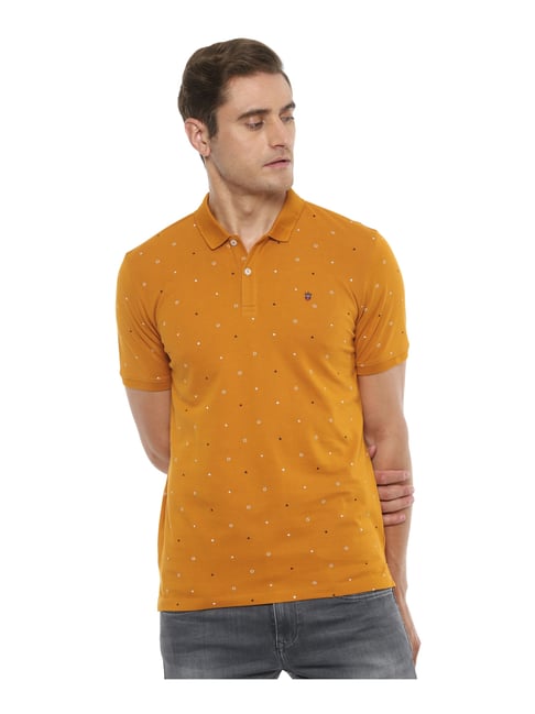 Buy Louis Philippe Jeans Yellow Cotton Slim Fit Printed Polo T-Shirt for  Mens Online @ Tata CLiQ