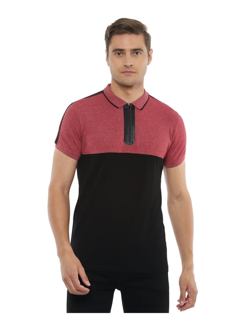 Buy Louis Philippe Black Cotton Regular Fit Colour Block Polo T-Shirt for  Mens Online @ Tata CLiQ