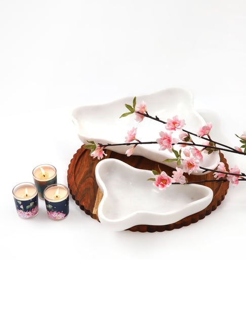 ICraft White Marble Aakaar Platter - Set of 1