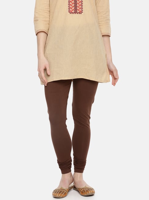 Women's knitted leggings - brown | 4F: Sportswear and shoes
