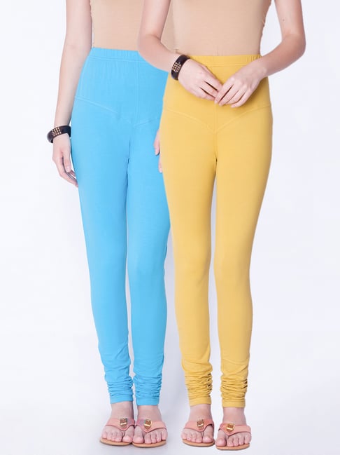 Buy Dollar Missy Blue & Green Cotton Leggings - Pack of 2 for Women's Online  @ Tata CLiQ