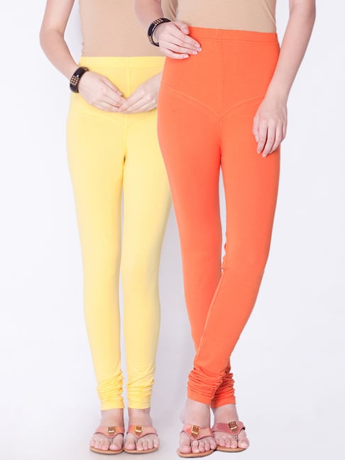 Buy TAG 7 Black & Orange Cotton Leggings - Pack Of 2 for Women Online @  Tata CLiQ