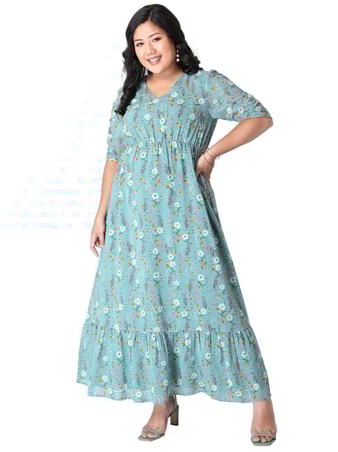 Buy FabAlley Blue Printed Maxi Dress for Women's Online Tata CLiQ