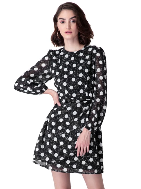 FabAlley Black Printed Dress Price in India