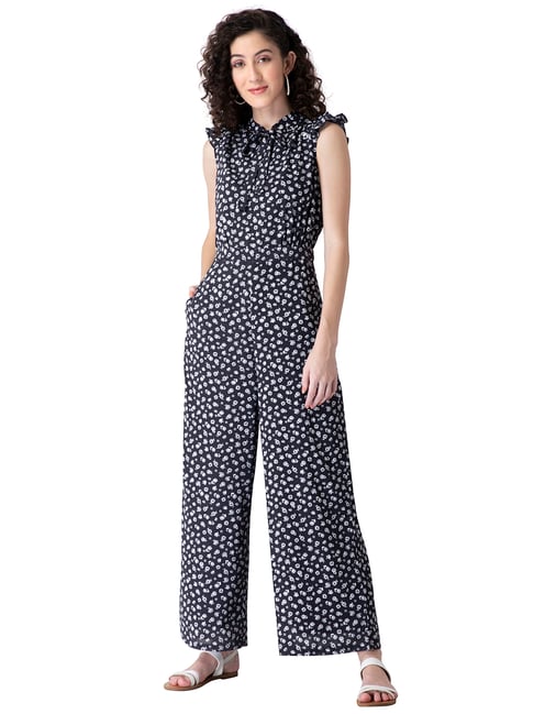 FabAlley Navy Printed Jumpsuit