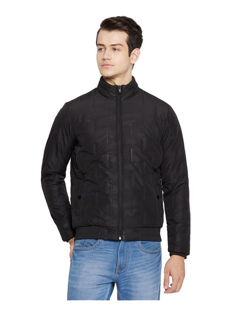 Octave Black Self Print Quilted Jacket-Octave-Clothing-TATA CLIQ