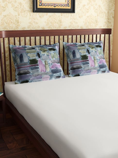 Petal Home Pebbles Blue 300 TC Cotton Pillow Covers - Set of 2