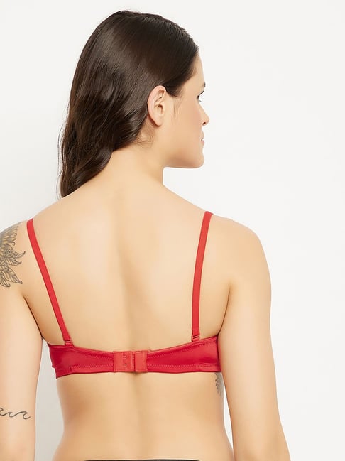 Buy Clovia Red Under Wired Padded Push Up Bra for Women Online @ Tata CLiQ