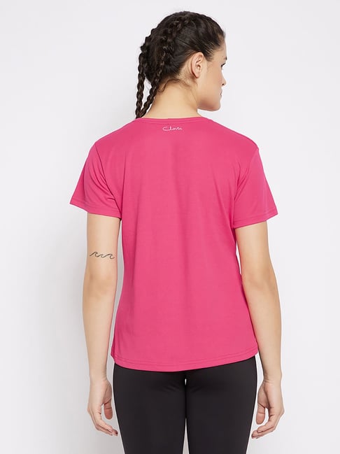 Clovia Printed Women Round Neck Pink T-Shirt - Buy Clovia Printed