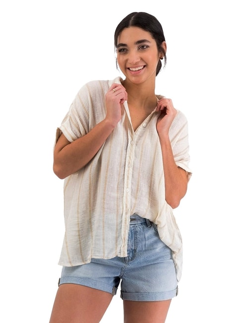American Eagle Beige Striped Shirt Price in India