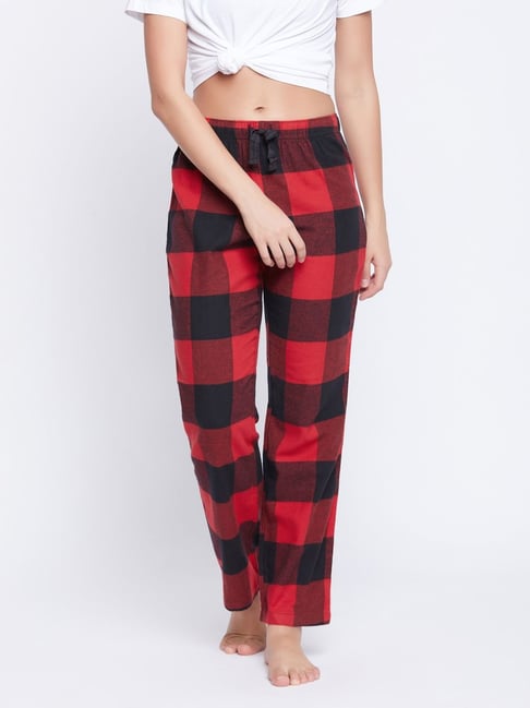 Buy Clovia Red Chequered Pyjamas for Women Online Tata CLiQ