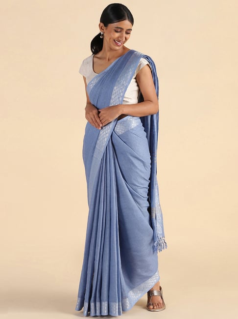 TANEIRA Grey Woven Saree With Unstitched Blouse Piece Price in India