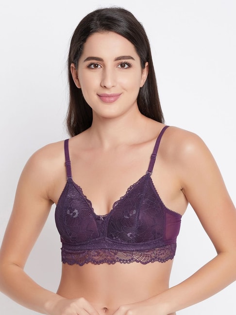 Buy Clovia Purple Lace Work Bralette Bra for Women Online @ Tata CLiQ