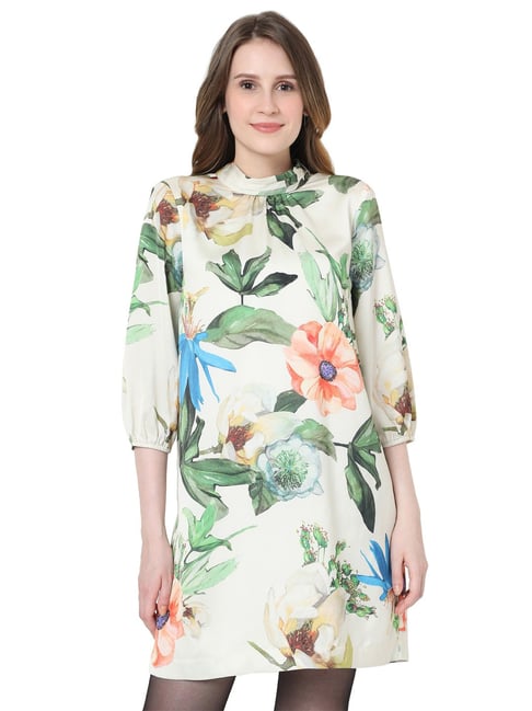 Vero Moda Green Printed Shift Dress Price in India