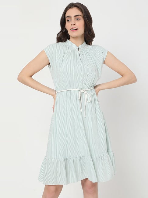 Vero Moda Green Striped A-Line Dress Price in India