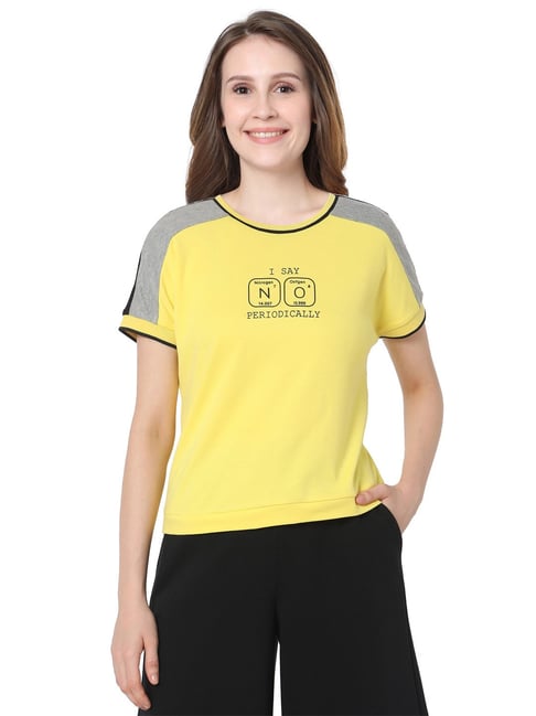 Vero Moda Yellow Printed T-Shirt Price in India