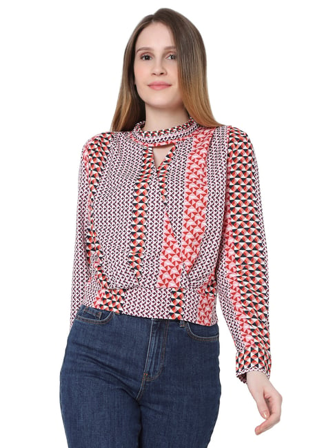 Vero Moda Red & White Printed Top