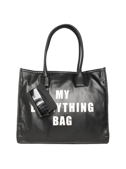 Aldo Myeverything Black Printed Medium Tote Handbag