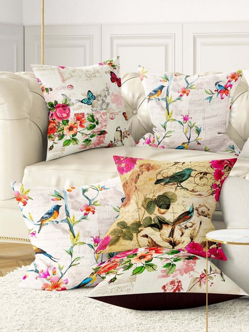Bianca Ruyal White & Beige Microfibre Medium Cushion Cover - Set of 5-picture-18
